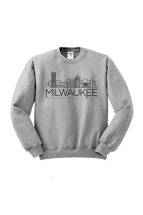 Skyline Milwaukee Wisconsin Sweatshirt Unisex Large Grey
