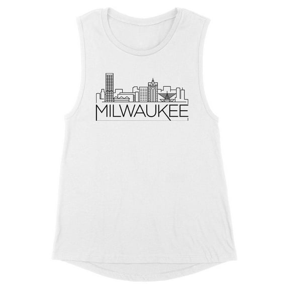 Skyline Milwaukee Wisconsin Women's Muscle Tank Medium White
