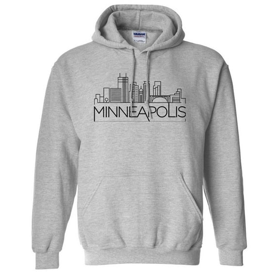 Skyline Minneapolis Minnesota Hoodie Sweatshirt Unisex 3X-Large Grey