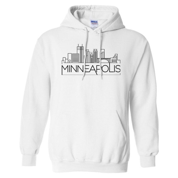 Skyline Minneapolis Minnesota Hoodie Sweatshirt Unisex Large White