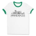 thumbnail image 1 of Skyline Minneapolis Minnesota Ringer Tee Shirt Unisex Small White/Kelly Green, 1 of 5