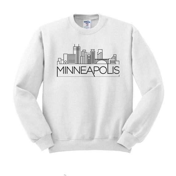 Skyline Minneapolis Minnesota Sweatshirt Unisex Large White