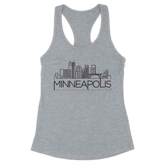 Skyline Minneapolis Minnesota Tank Top Fitted Racerback Women's X-Small Heather Grey