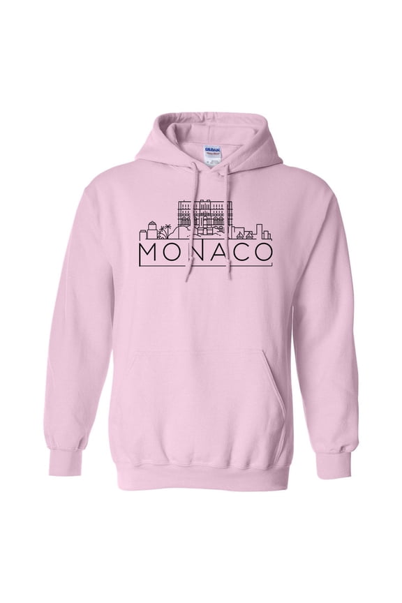 Skyline Monaco Hoodie Sweatshirt Unisex Large Pink