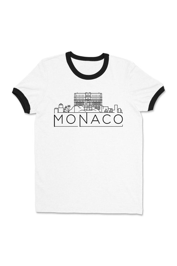Skyline Monaco Ringer Tee Shirt Unisex Medium White/Black