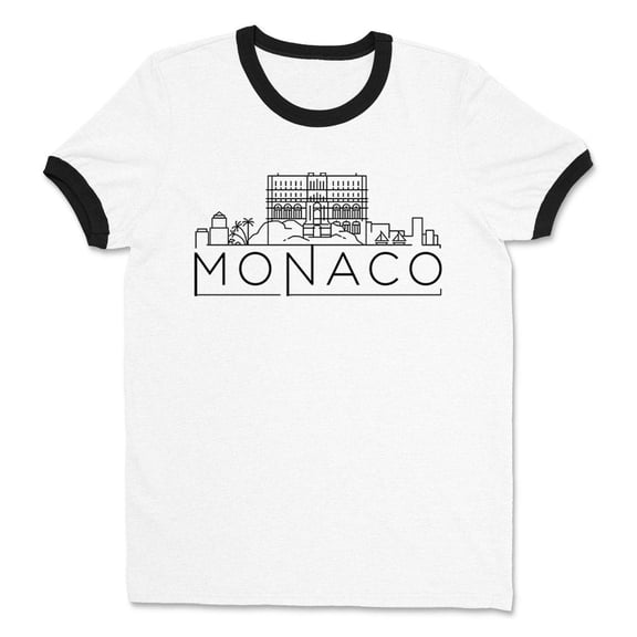 Skyline Monaco Ringer Tee Shirt Unisex X-Large White/Black