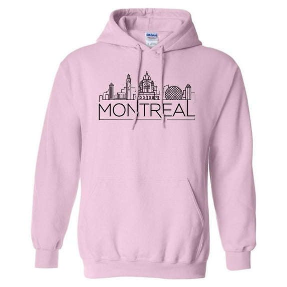 Skyline Montreal Canada Hoodie Sweatshirt Unisex Medium Pink