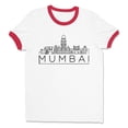 thumbnail image 1 of Skyline Mumbai India Ringer Tee Shirt Unisex 2X-Large White/Red, 1 of 5