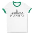 thumbnail image 1 of Skyline Mumbai India Ringer Tee Shirt Unisex Small White/Kelly Green, 1 of 5