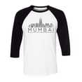 thumbnail image 1 of Skyline Mumbai India Three-Quarter Raglan Sleeve Baseball Shirt Unisex Small White/Black, 1 of 5