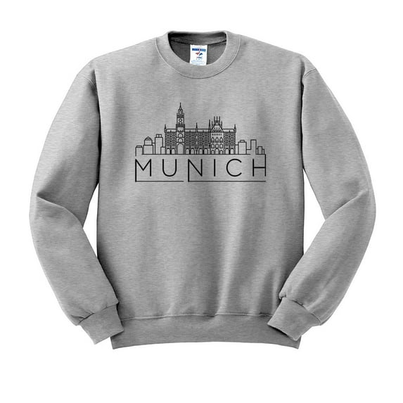 Skyline Munich Germany Sweatshirt Unisex Small Grey