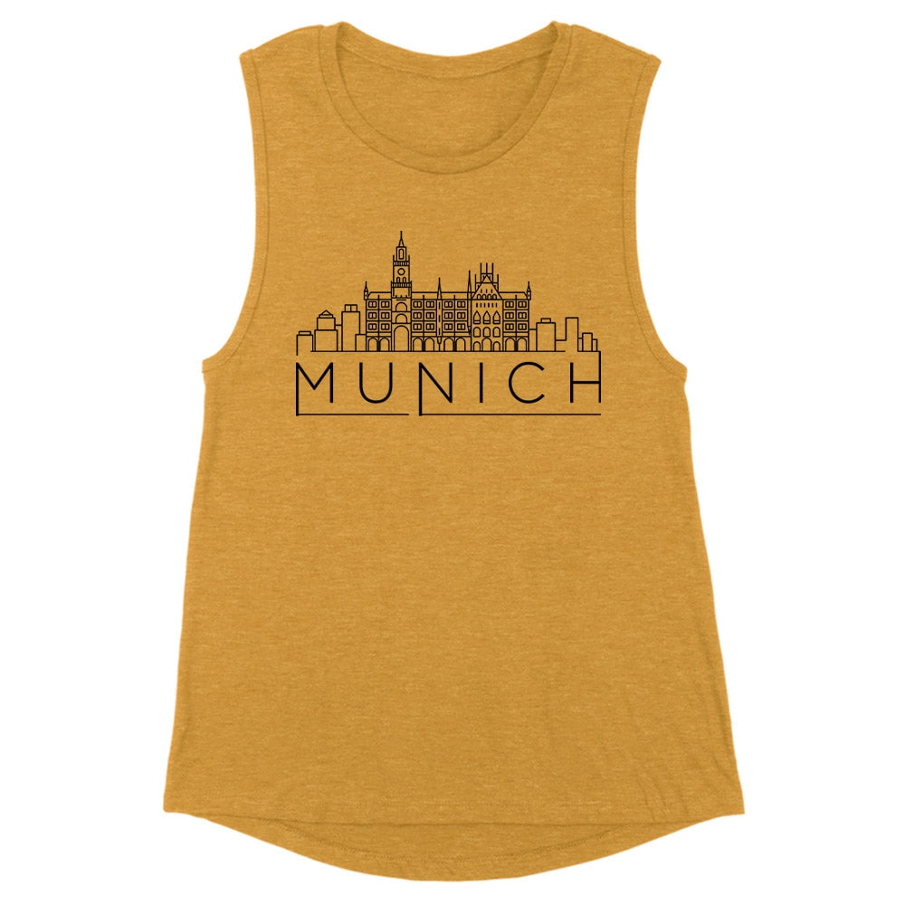 Skyline Munich Germany Women's Muscle Tank Medium Antique Gold