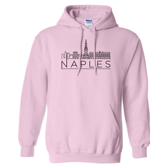 Skyline Naples Italy Hoodie Sweatshirt Unisex Large Pink
