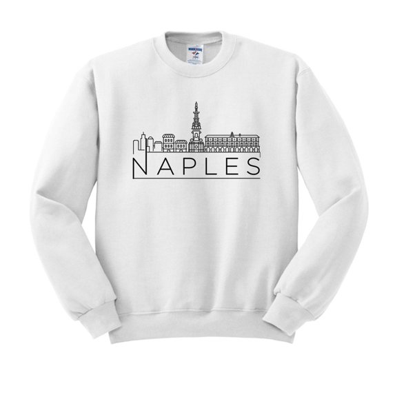 Skyline Naples Italy Sweatshirt Unisex Large White