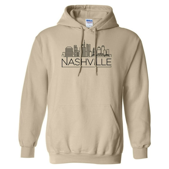 Skyline Nashville Tennessee Hoodie Sweatshirt Unisex Large Sand