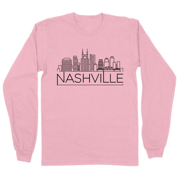 Skyline Nashville Tennessee Long Sleeve Shirt Unisex 4X-Large Pink