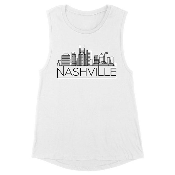 Skyline Nashville Tennessee Women's Muscle Tank Large White