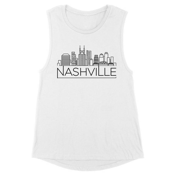 Skyline Nashville Tennessee Women's Muscle Tank Large White
