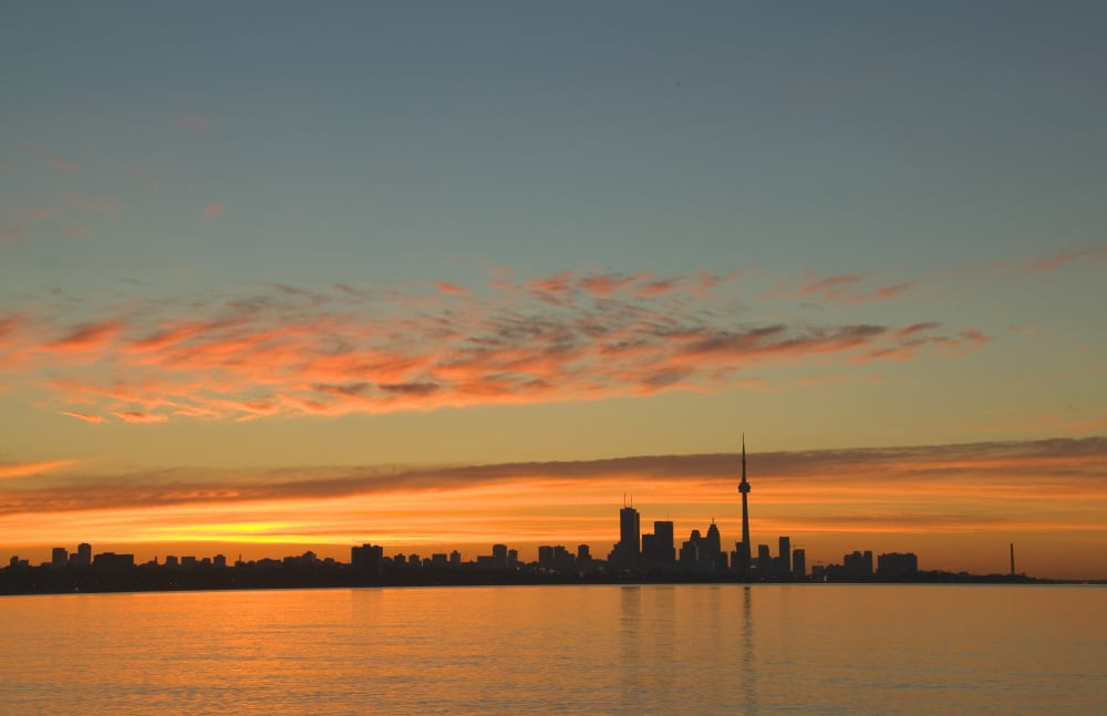 Skyline Of Toronto Against A Beautiful Sunset Canvas Art - Alan Marsh Design Pics (34 x 22)
