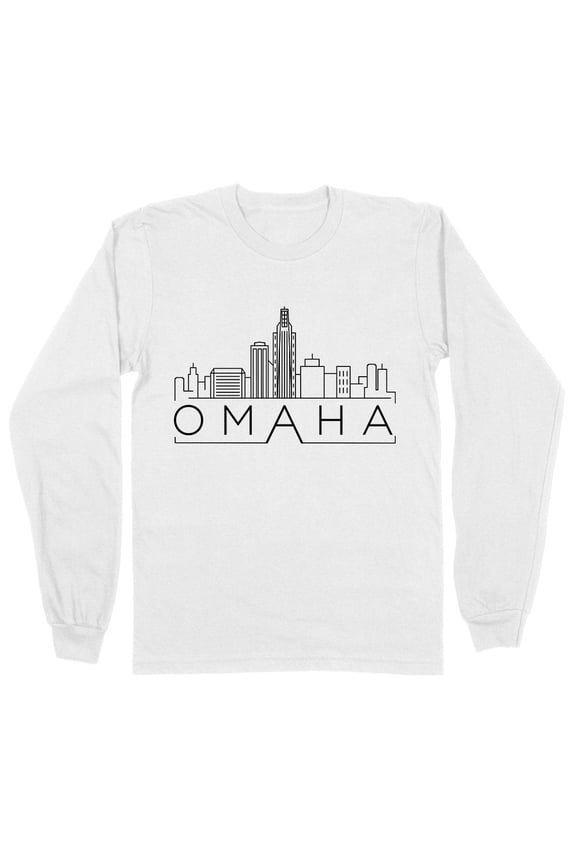 Skyline Omaha Nebraska Long Sleeve Shirt Unisex Medium White