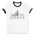 thumbnail image 1 of Skyline Omaha Nebraska Ringer Tee Shirt Unisex Large White/Black, 1 of 5