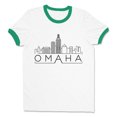 thumbnail image 1 of Skyline Omaha Nebraska Ringer Tee Shirt Unisex Medium White/Kelly Green, 1 of 5