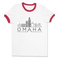 thumbnail image 1 of Skyline Omaha Nebraska Ringer Tee Shirt Unisex X-Large White/Red, 1 of 5