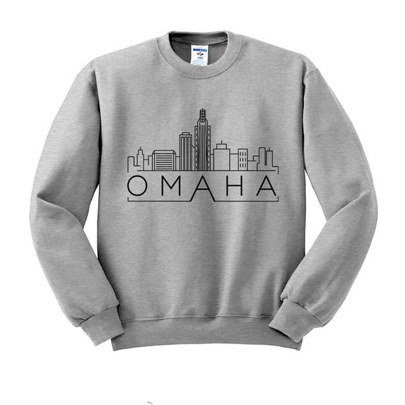 Skyline Omaha Nebraska Sweatshirt Unisex 2X-Large Grey