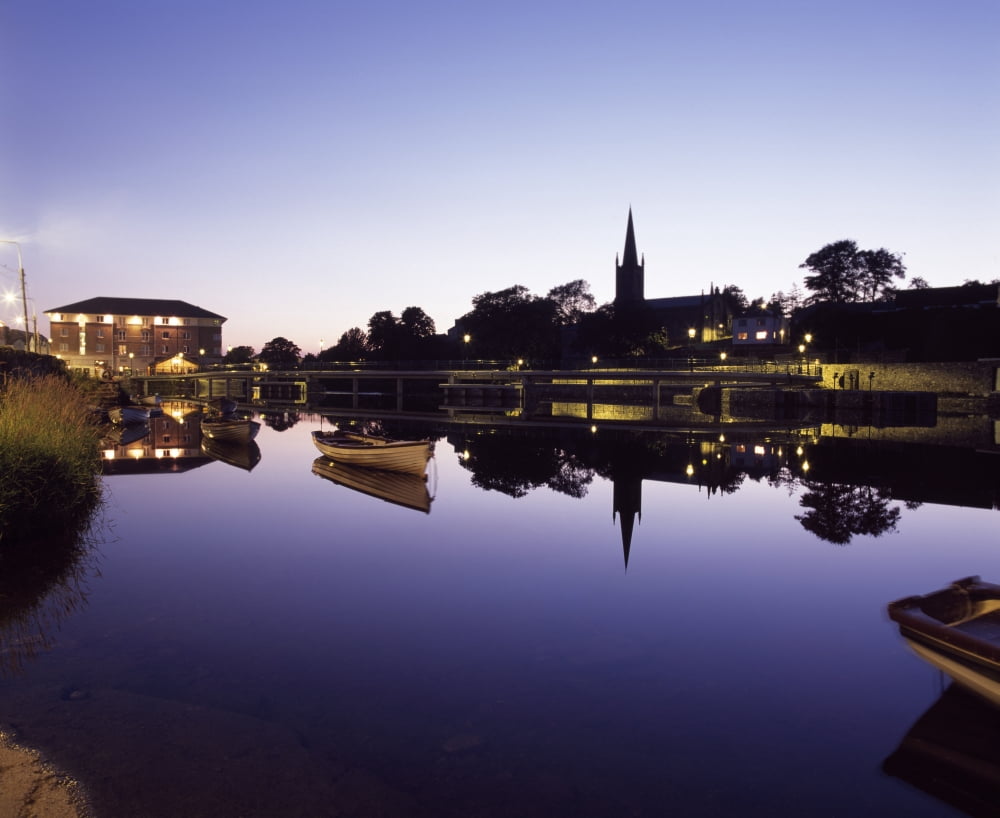 Skyline Over The R Garavogue Sligo City Co Sligo Ireland Canvas Art - The Irish Image Collection Design Pics (32 x 26)