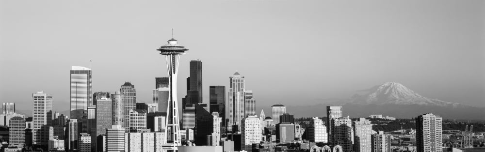 Skyline Seattle Washington State USA Canvas Art - Panoramic Images (12 x 36)