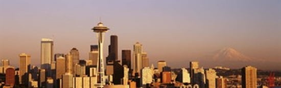 Skyline Seattle Washington State USA Canvas Art - Panoramic Images (36 x 12)