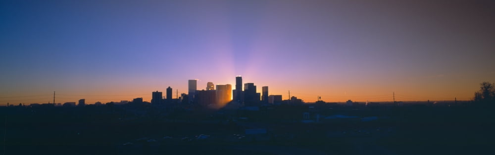 Skyline Sunrise Denver CO Canvas Art - Panoramic Images (36 x 12)