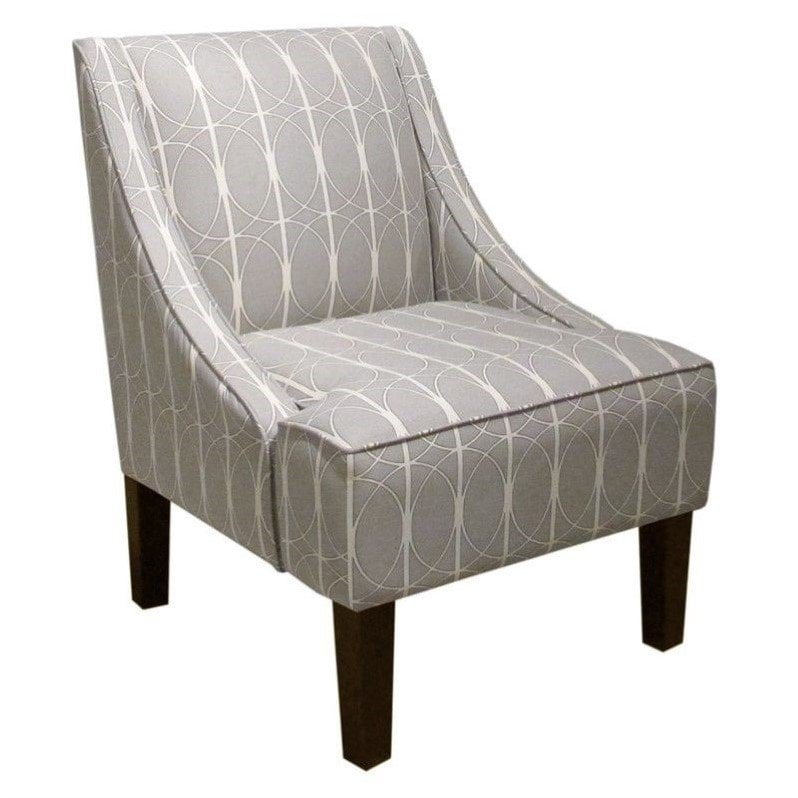 Skyline Upholstered Swoop Fabric Arm Chair in Gray