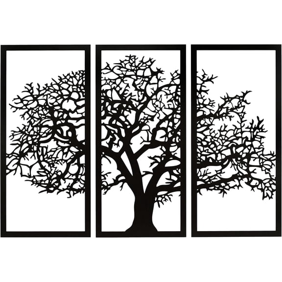 Skyline Workshop Tree of Life Ebony - 3 Panel Wood Wall Art - Beautiful Living Room Decor - Stunning Modern Art - Made in The USA