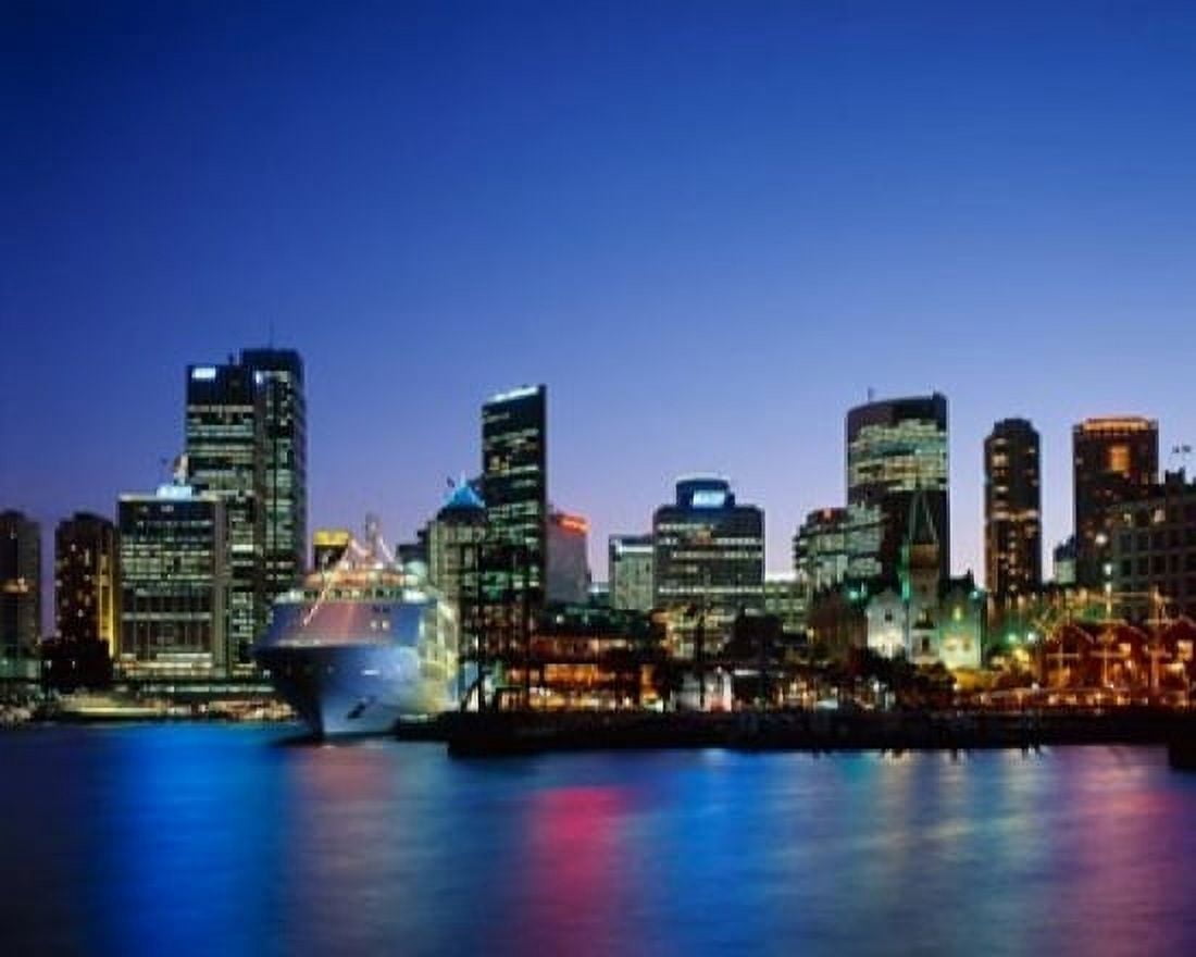 Skyline and Cruise Ship at Night Sydney Australia Canvas Art - Paul Thompson DanitaDelimont (20 x 16)