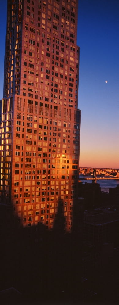 Skyline at sunset New York City New York State USA Canvas Art - Panoramic Images (36 x 12)