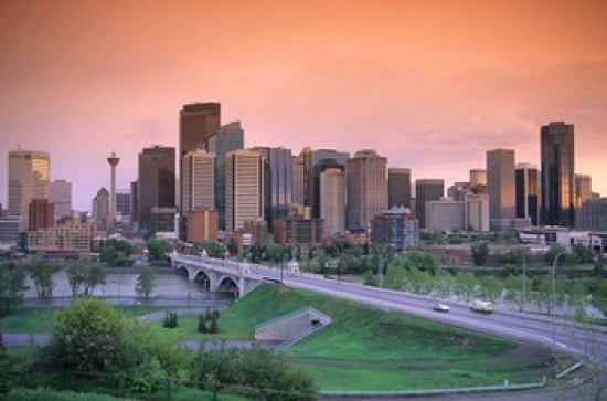 Skyline of Calgary Alberta Canada Canvas Art - David R Frazier DanitaDelimont (26 x 17)