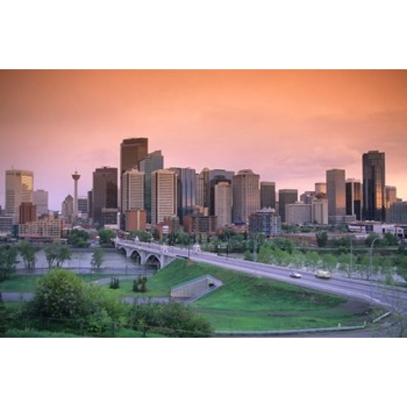 Skyline of Calgary Alberta Canada Canvas Art - David R Frazier DanitaDelimont (26 x 17)