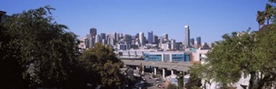 Skyline with Highway Overpass San Francisco CA Canvas Art - Panoramic Images (36 x 12)
