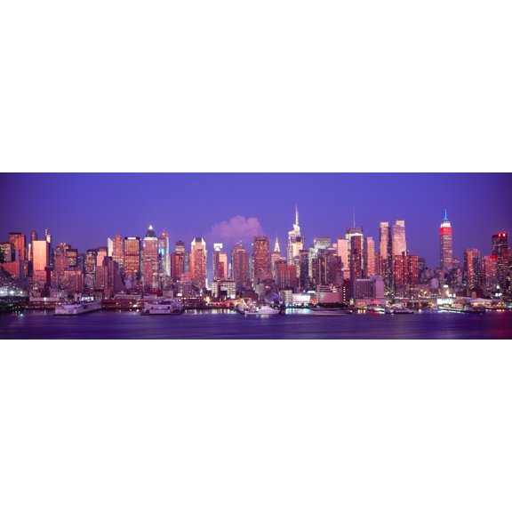 Skylines at dusk, Manhattan, New York City, New York State, USA Poster Print (36 x 12)
