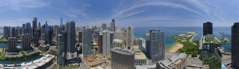 Skylines at the waterfront Chicago Cook County Illinois USA Canvas Art - Panoramic Images (27 x 9)