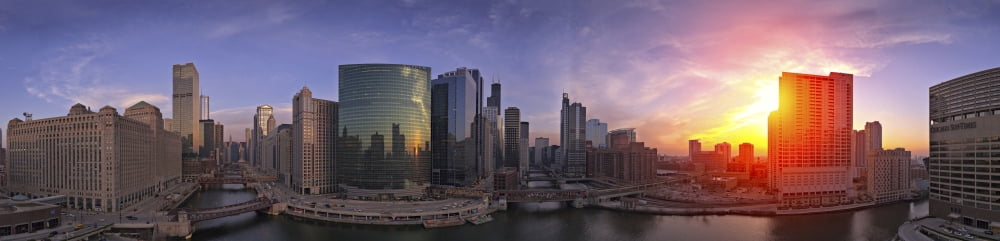 Skylines at the waterfront Chicago Cook County Illinois USA Canvas Art - Panoramic Images (36 x 12)