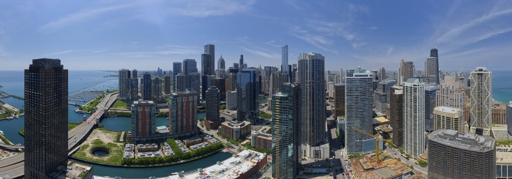Skylines at the waterfront Chicago Cook County Illinois USA Canvas Art - Panoramic Images (36 x 12)
