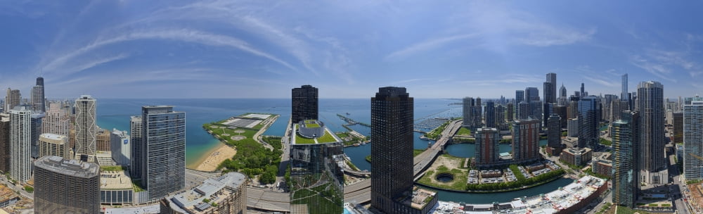 Skylines at the waterfront Chicago Cook County Illinois USA Canvas Art - Panoramic Images (36 x 12)