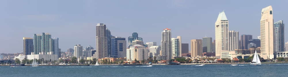 Skylines at the waterfront San Diego San Diego County California USA Canvas Art - Panoramic Images (27 x 9)