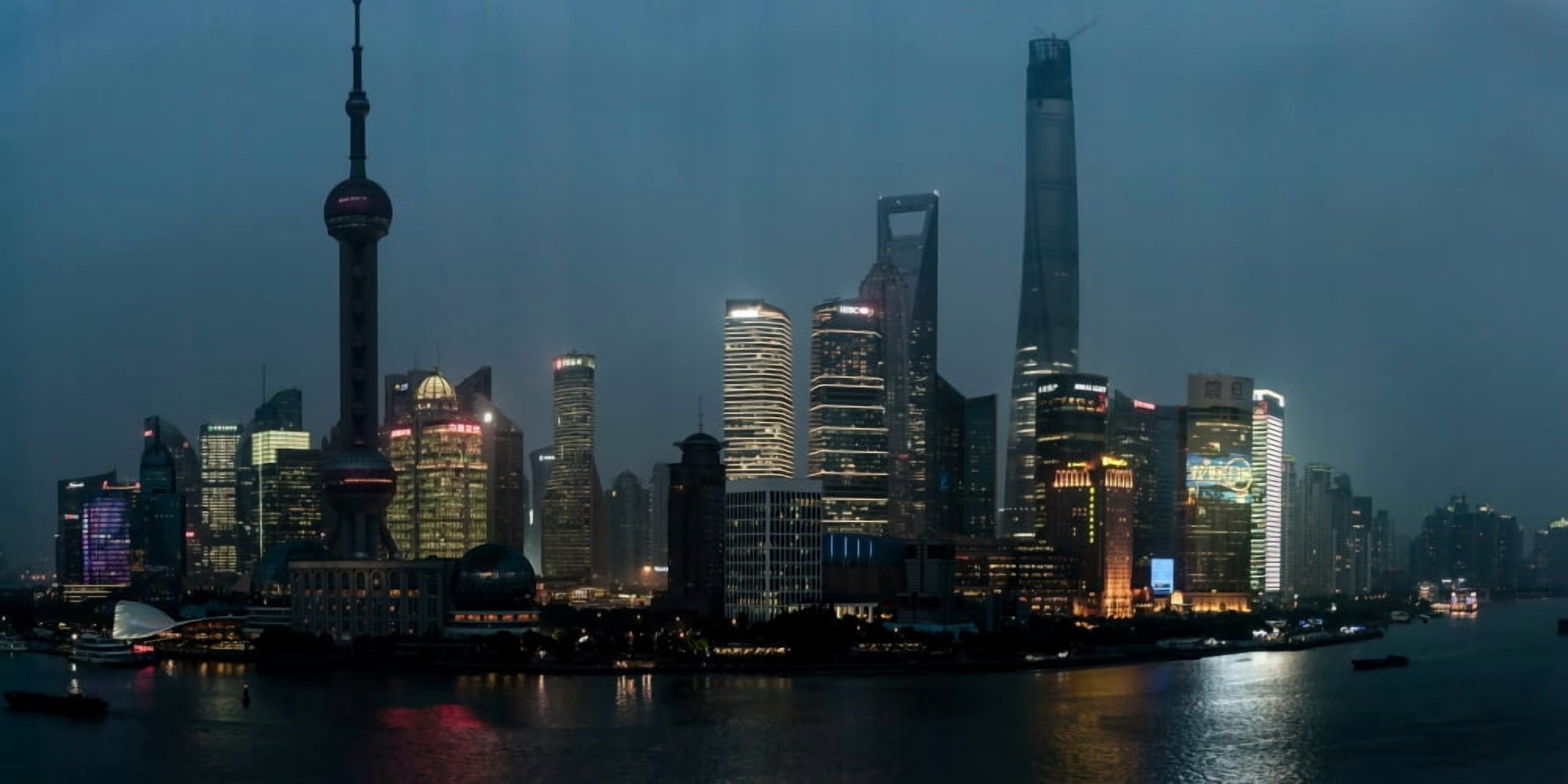 Skylines at the waterfront at night Oriental Pearl Tower The Bund Pudong Huangpu River Shanghai China Canvas Art - Panoramic Images (12 x 24)