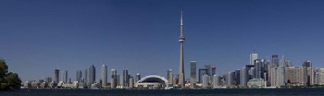 Skylines in a city CN Tower Toronto Ontario Canada Canvas Art - Panoramic Images (15 x 5)