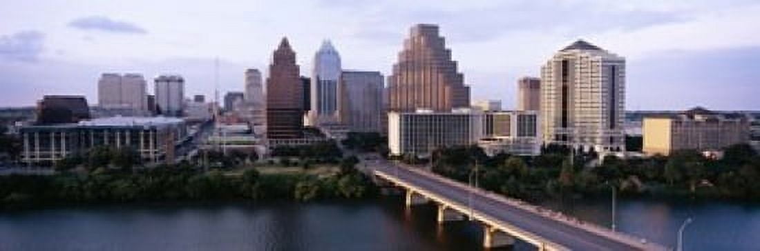 Skylines in a city Lady Bird Lake Colorado River Austin Travis County Texas USA Canvas Art - Panoramic Images (18 x 6)