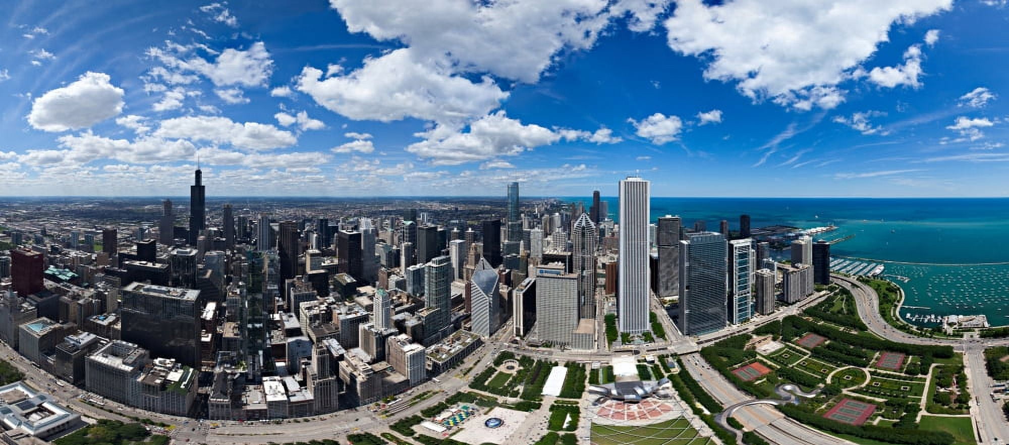 Skylines in the city Chicago Cook County Illinois USA Canvas Art - Panoramic Images (36 x 12)