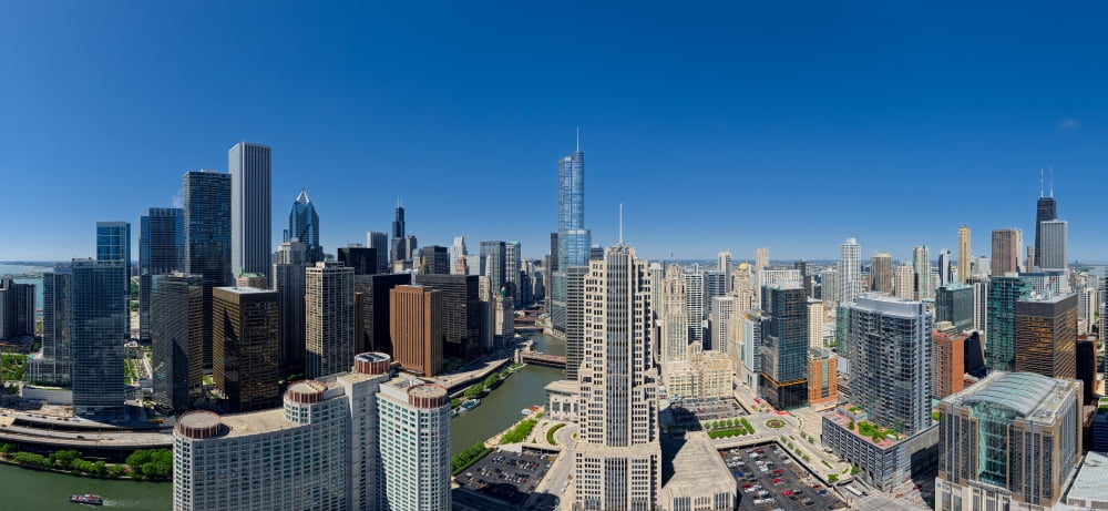 Skylines in the city Chicago Cook County Illinois USA Canvas Art - Panoramic Images (36 x 12)